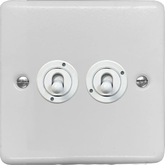 Contour Flat White 2 Gang Toggle (White Toggle)