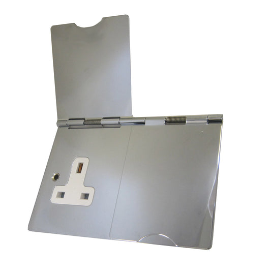 2 Gang 13 Amp Polished Chrome Floor Socket