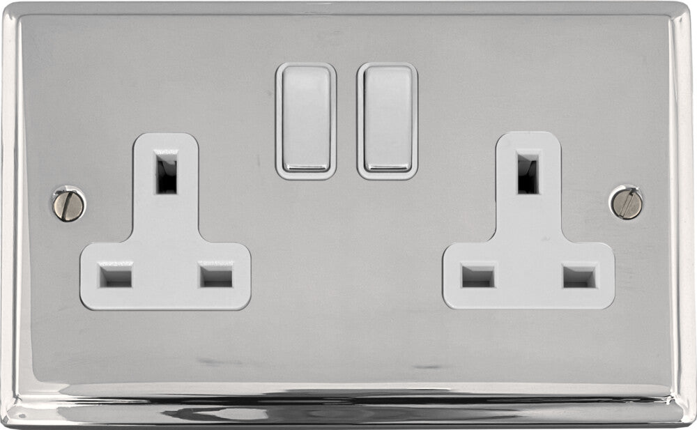 Deco  Polished Chrome  2 Gang Socket