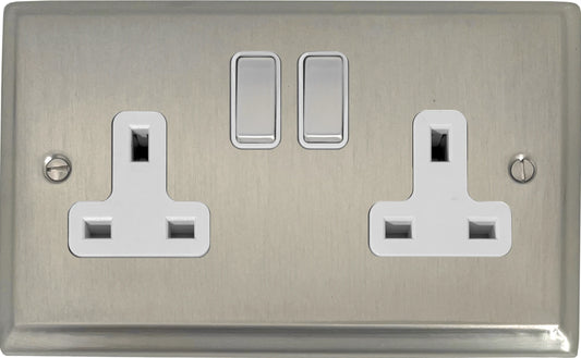 Deco Satin Nickel 2 Gang Socket