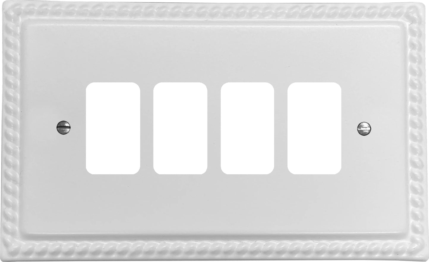 Georgian Flat White 4 Gang Grid Plate