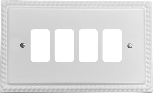 Georgian Flat White 4 Gang Grid Plate