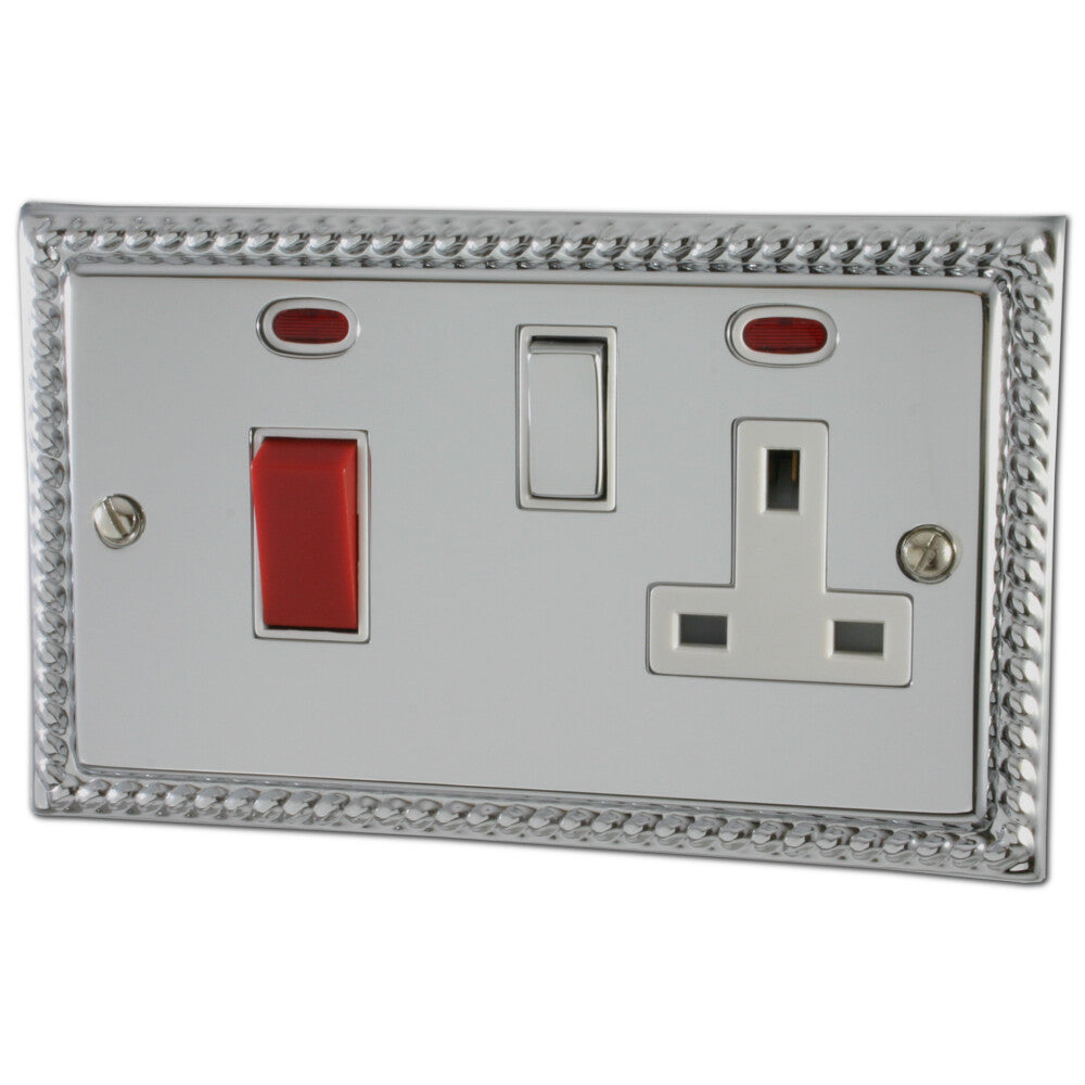 Georgian Polished Chrome 45 Amp Switch & 13 A Socket