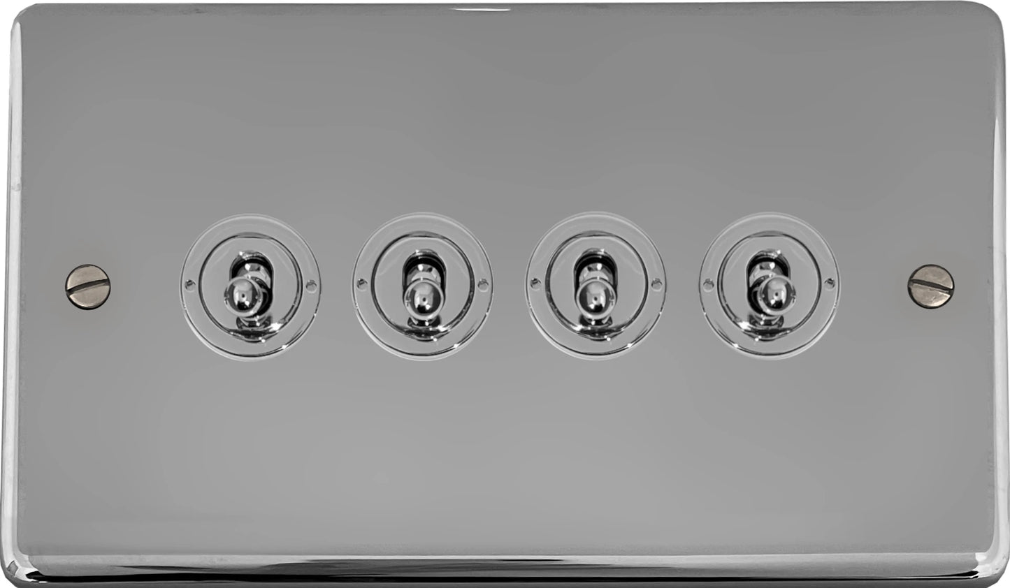 Contour Polished Chrome 4 Gang Toggle Switch