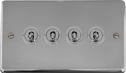 Contour Polished Chrome 4 Gang Toggle Switch
