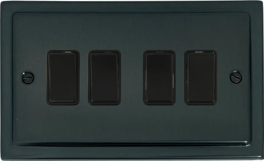 Victorian Black Bronze 4 Gang Switch