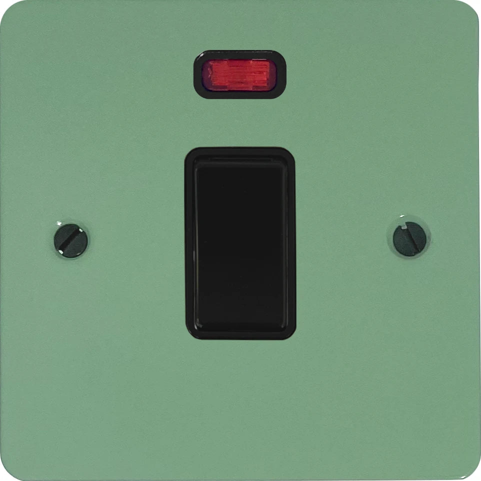 Flat Sage Green 20 Amp DP Switch with Neon (Black Switch)