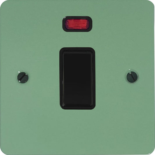 Flat Sage Green 20 Amp DP Switch with Neon (Black Switch)
