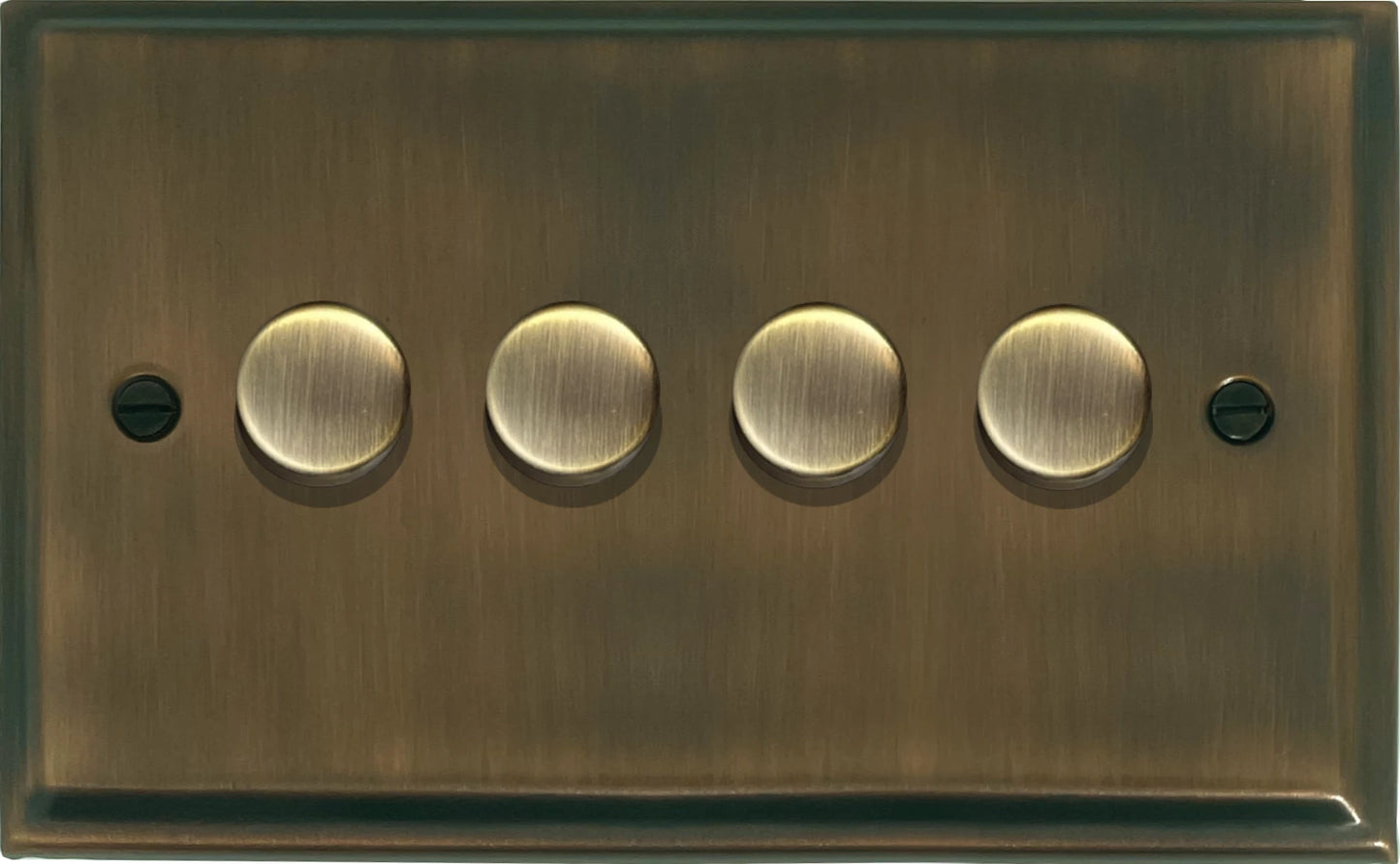 Deco Antique Brass Deco 4 Gang LED Dimmer