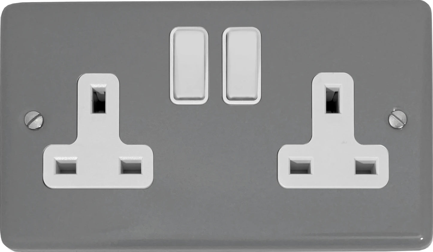 Contour Light Grey 2 Gang Switched Socket