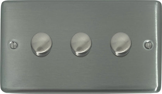 Contour Brushed Steel 3 Gang LED Dimmer