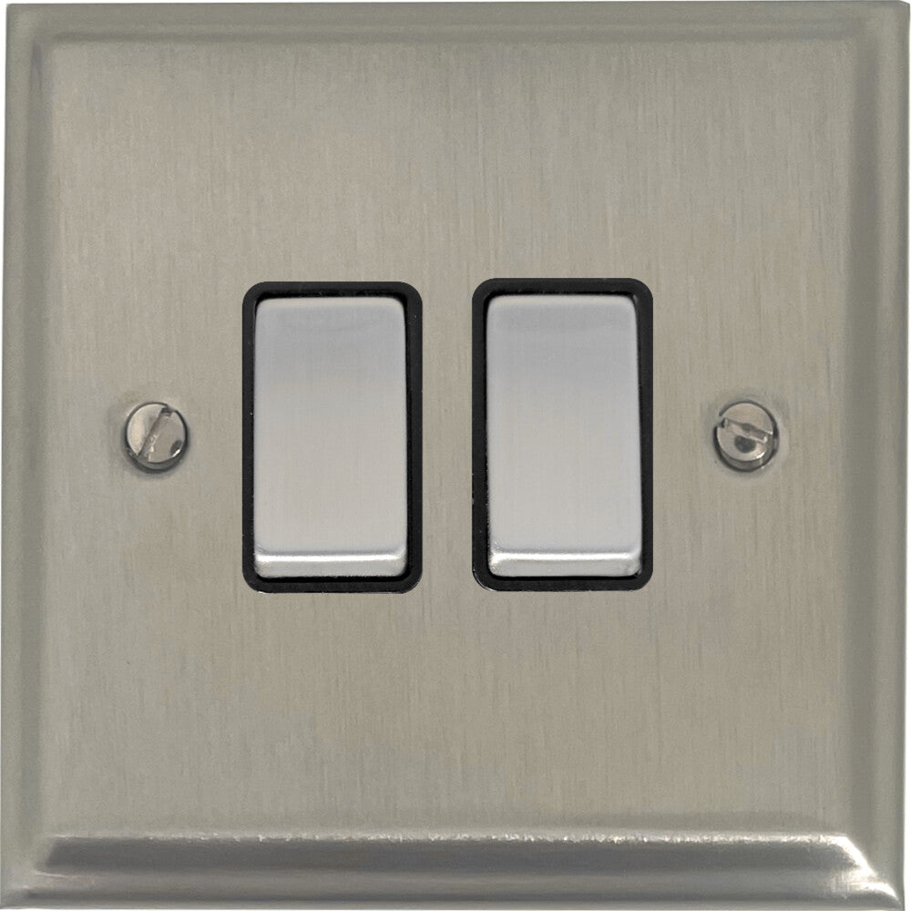 Deco Satin Nickel 2 Gang Switch
