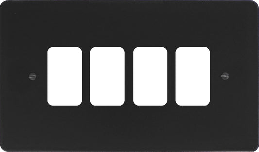 Flat Black 4 Gang Grid Plate