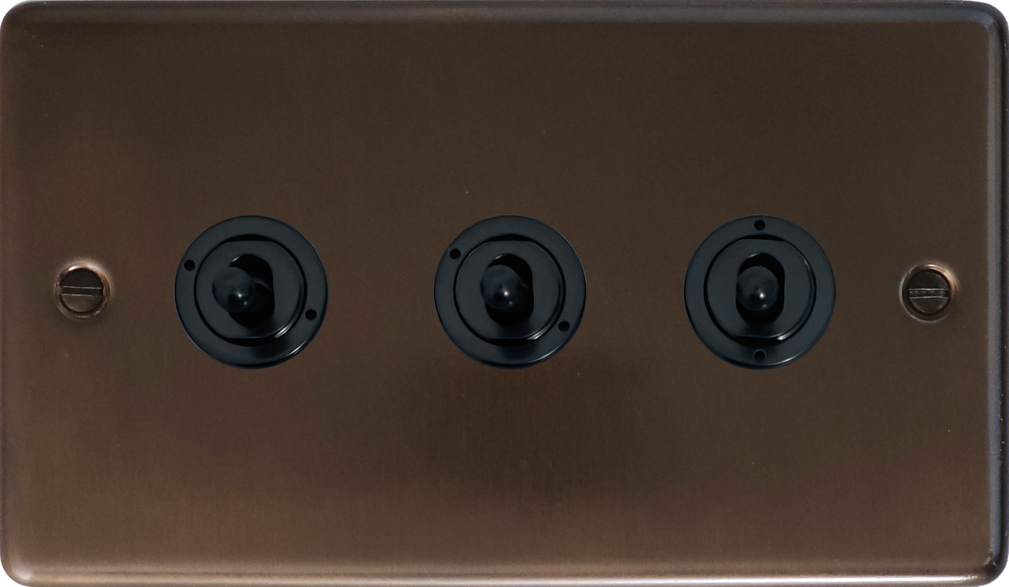 Contour Medium Bronze 3 Gang Toggle Switch (Black Toggle)
