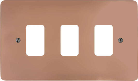 Flat Bright Copper 3 Gang Grid Plate