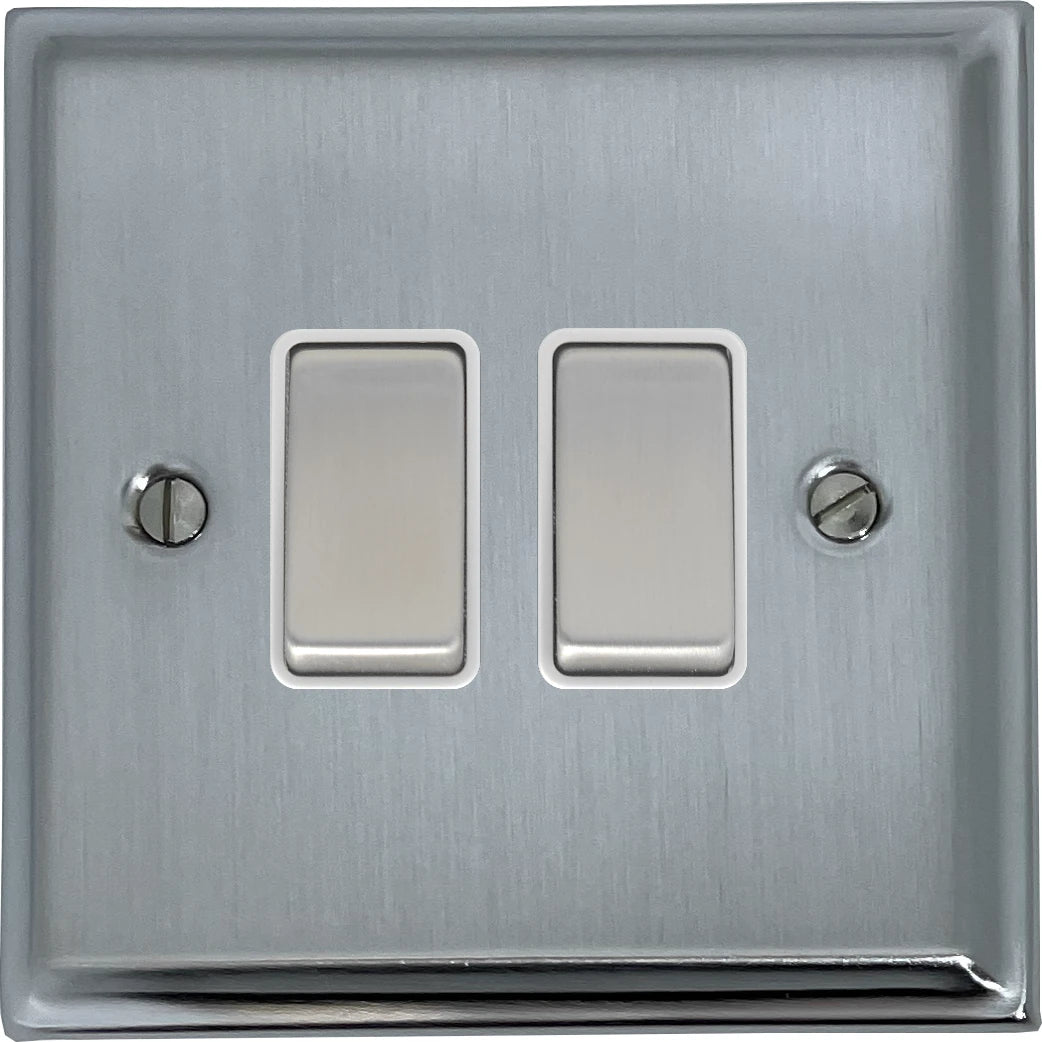 Deco Satin Chrome 2 Gang 2 Way Switch
