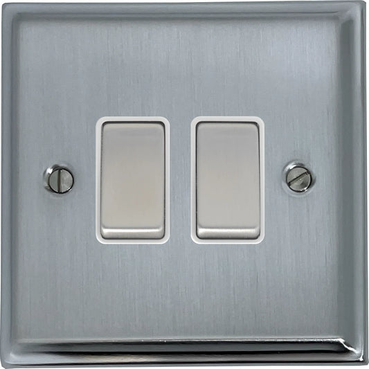 Deco Satin Chrome 2 Gang 2 Way Switch