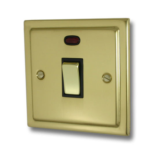 Victorian Polished Brass 20 Amp Dp Switch & Neon