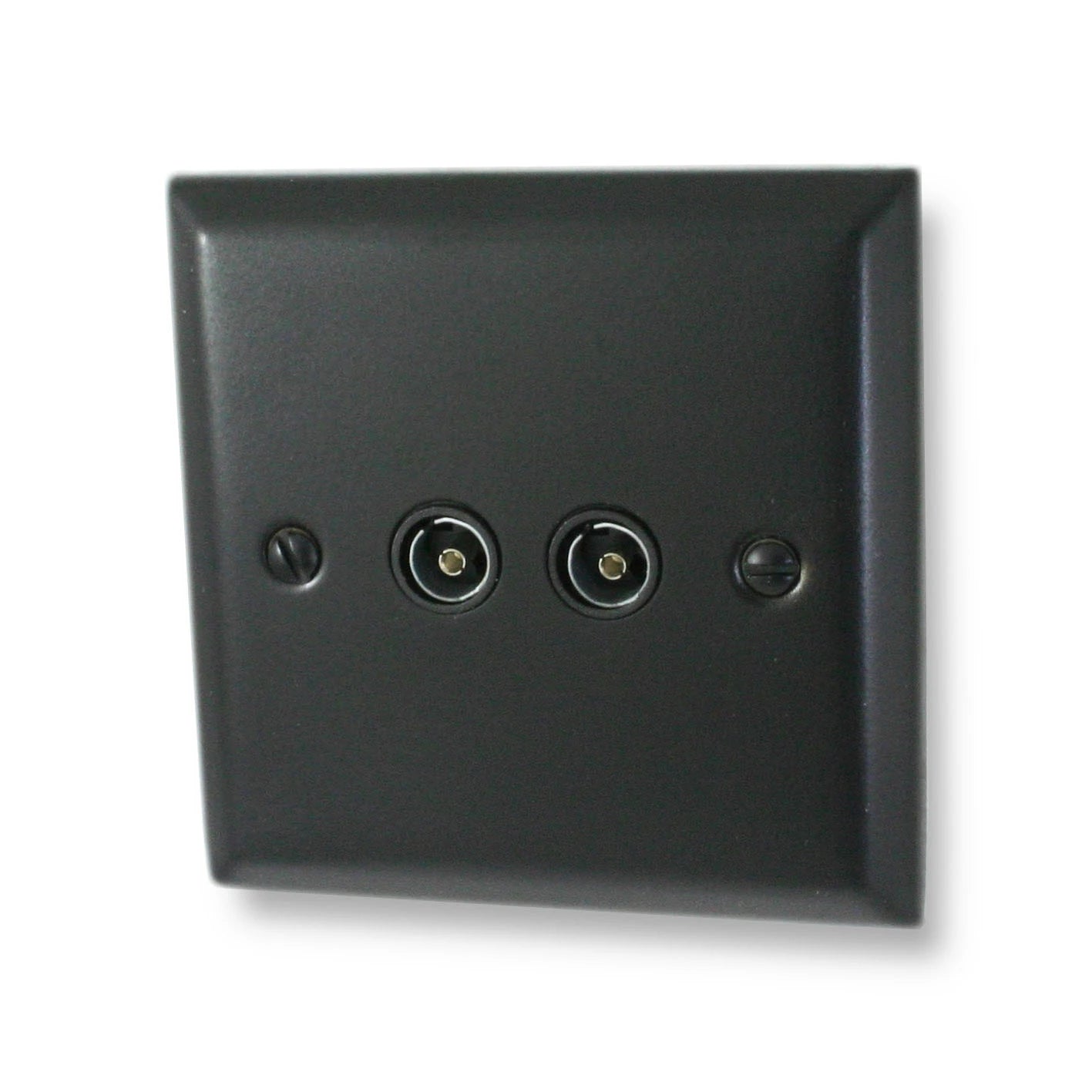 Spectrum Flat Black  2 Gang Coax Socket