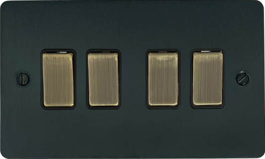 Flat Black Bronze 4 Gang 2 Way Switch
