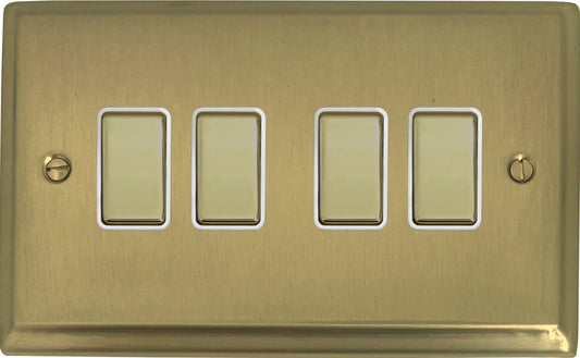 Deco Satin Brass 4 Gang Switch