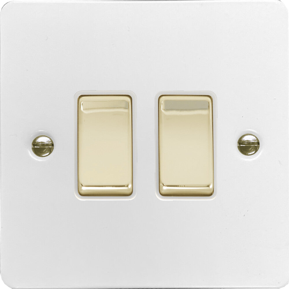 Flat White 2 Gang 2 Way Switch