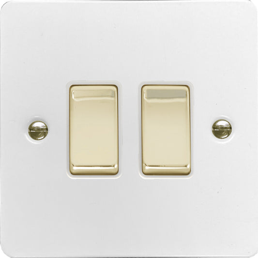 Flat White 2 Gang 2 Way Switch