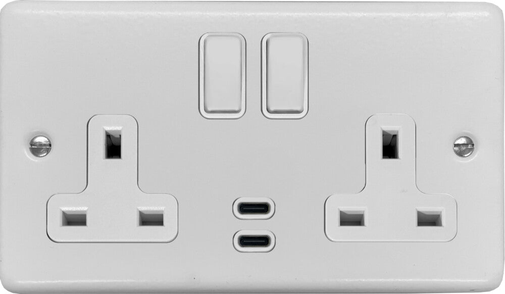 Contour Flat White Contour 2 Gang USBC Socket