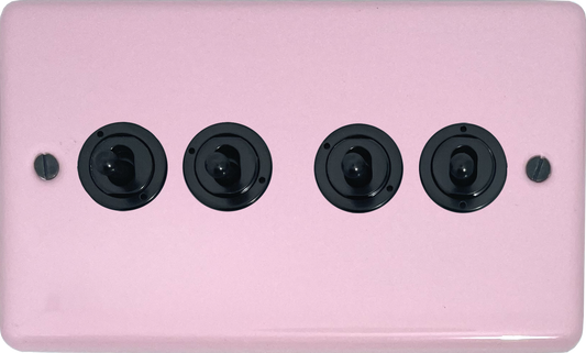 Contour Gloss Pink 4 Gang Toggle Switch (Matt Black Switch)