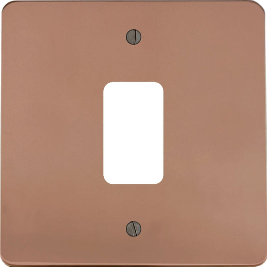 Flat Bright Copper 1 Gang Grid Plate
