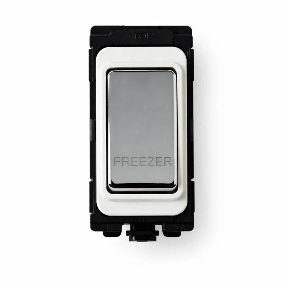 20A DP Switch - Engraved with - Freezer - White and Polished Chrome Switch