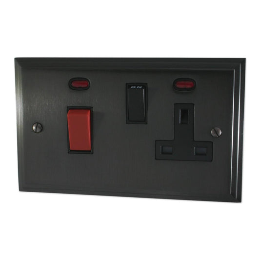 Victorian Black Bronze Cooker Socket (Black Plastic)