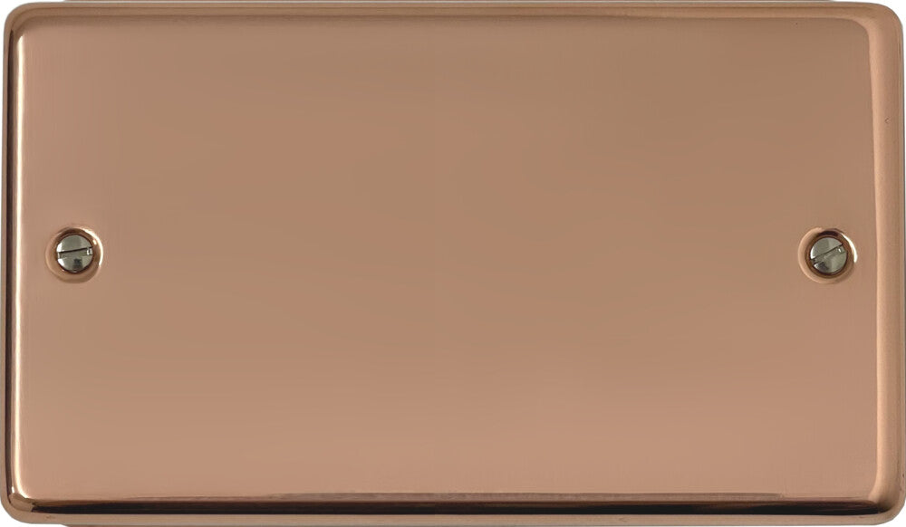 Contour Bright Copper 2 Gang Blank Plate
