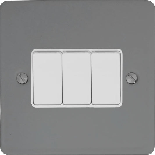 Flat Light Grey 3 Gang 2 Way Switch