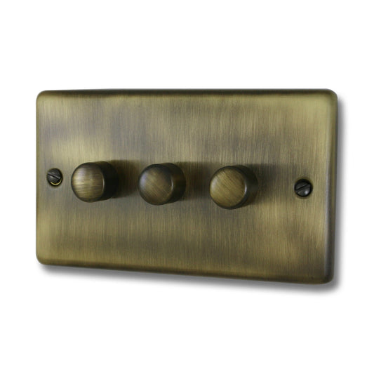 Contour Antique Brass 3 Gang LED Dimmer