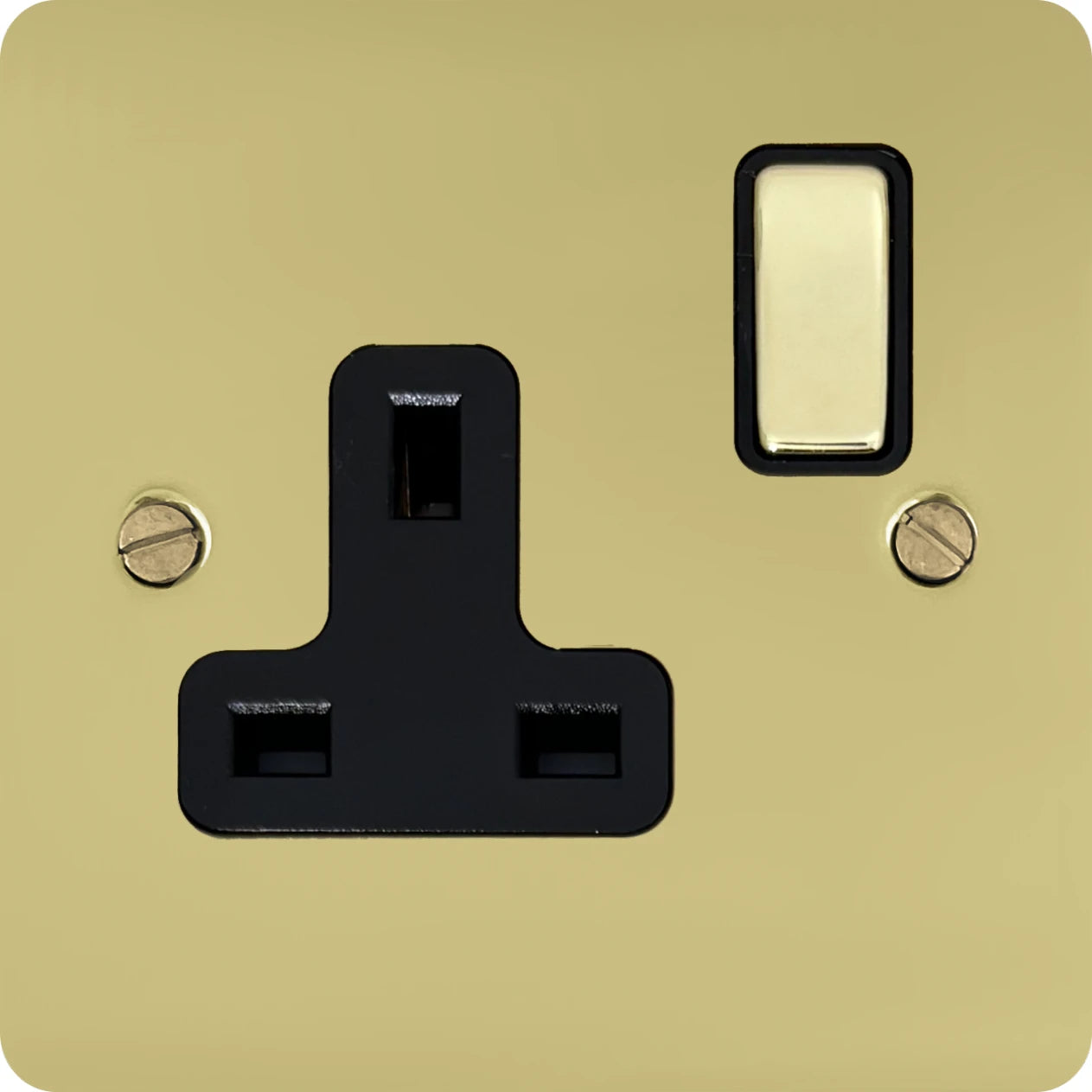 Flat Polished Brass 1 Gang Socket