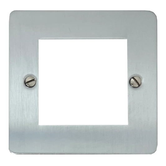 Flat Satin Chrome 1 Gang 2 Mod Euro