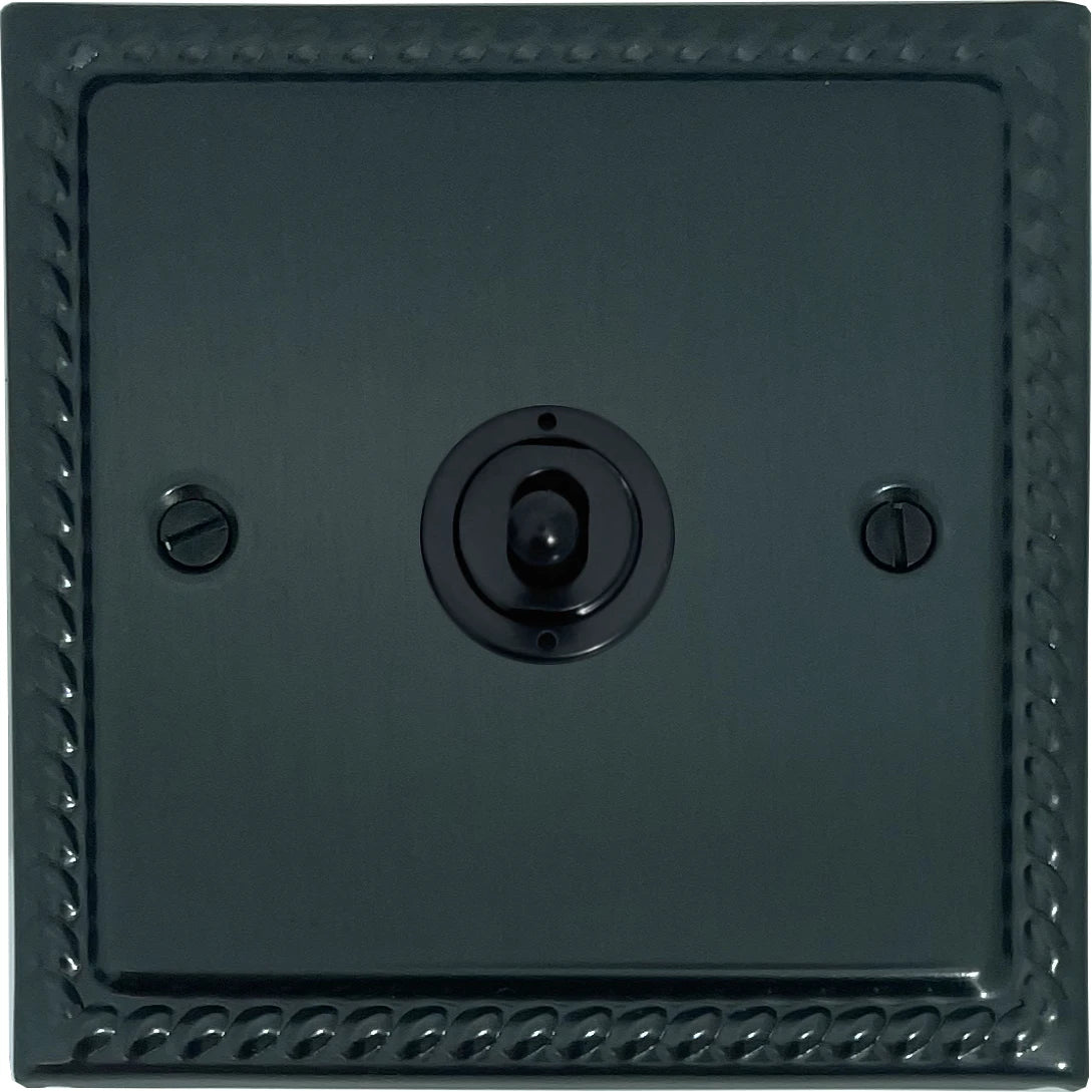 Georgian Black Bronze 1 Gang Toggle Switch ( Flat Black Toggle)