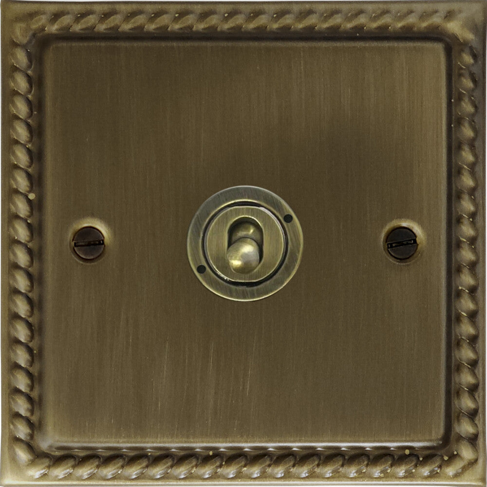 Georgian Antique Brass 1 Gang Toggle Switch