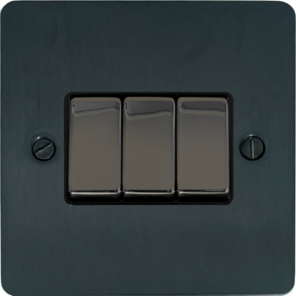 Flat Black Bronze 3 Gang 2 Way Switch