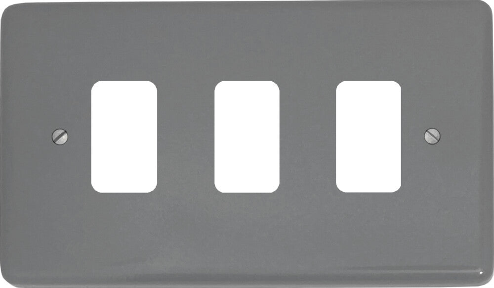 Contour Light Grey 3 Gang Grid Plate