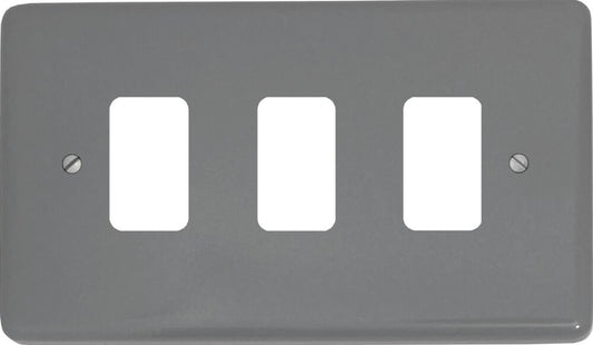 Contour Light Grey 3 Gang Grid Plate