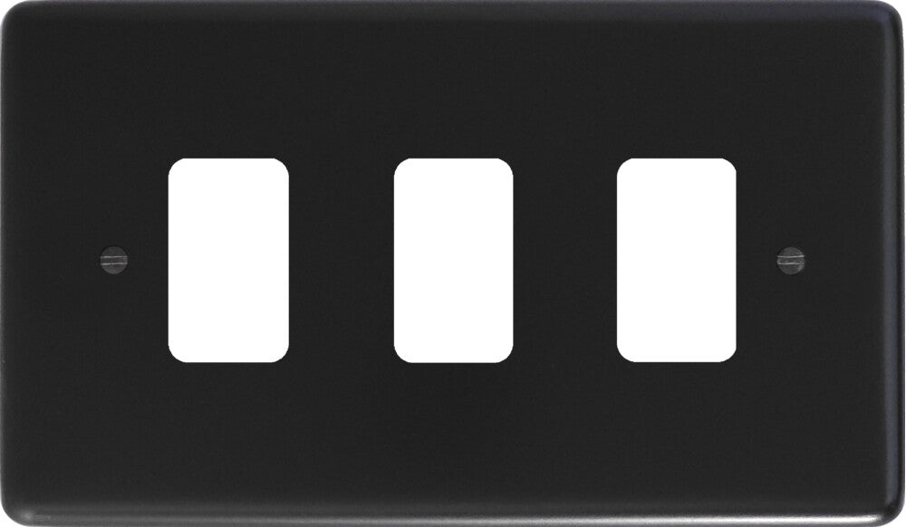 Contour Flat Black 3 Gang Grid Plate