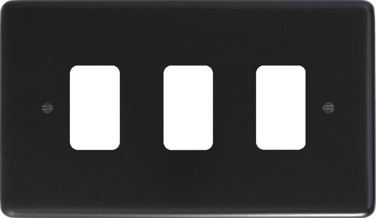 Contour Flat Black 3 Gang Grid Plate