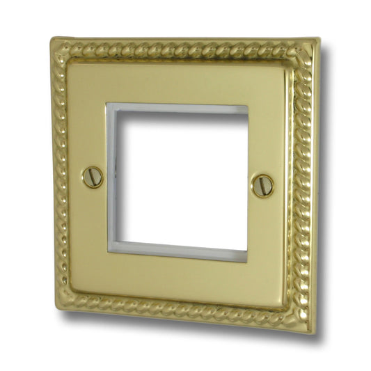 Georgian Polished Brass 1 Gang 2 Mod Plate& Frame