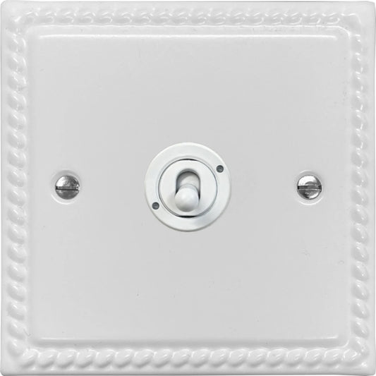 Georgian Flat White 1 Gang Toggle Switch (White Toggle)