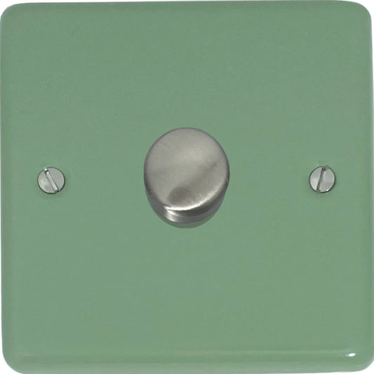 Classic Sage Green 1 Gang LED Dimmer (Satin Chrome Cap)