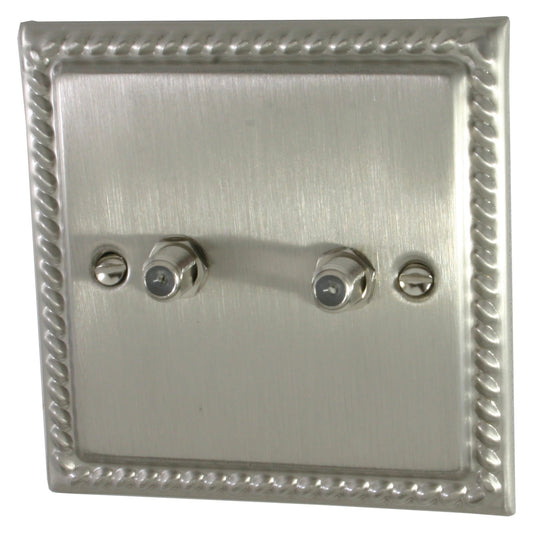 Georgian Satin Nickel 2 Gang Satellite Point