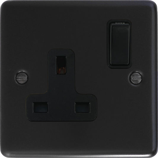 Contour Flat Black 1 Gang Socket