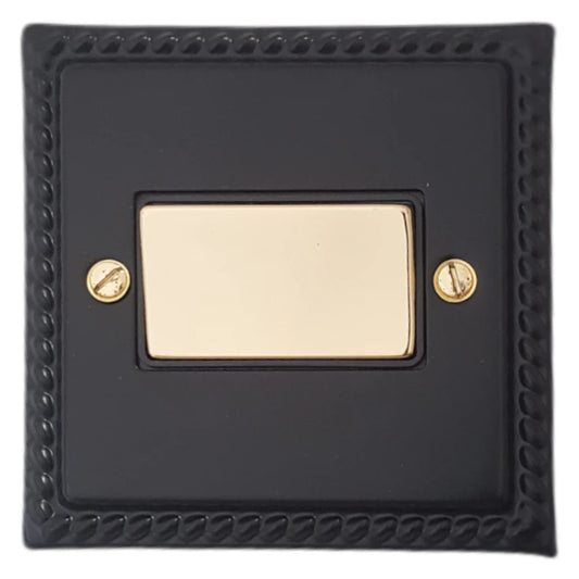 Georgian Flat Black Fan Isolator (Brass Switch)